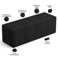 Kit Cabeceira Cama Box Queen 160cm Com Calçadeira Roma W01 Linho Chumbo - Lyam - 6