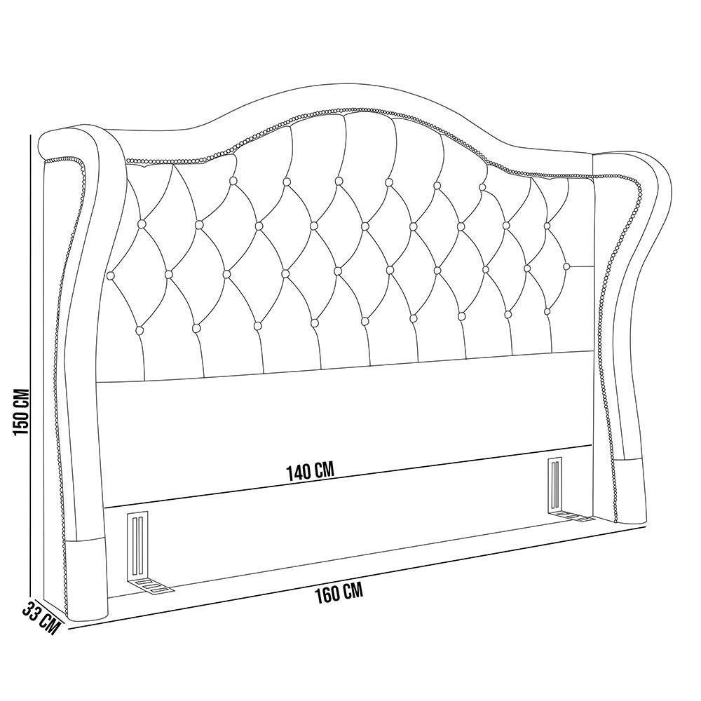 Kit Cabeceira Cama Box Lisboa 140 Cm Com Puff Recamier Santorini Linho Cinza Escuro - Lyam Decor - 8