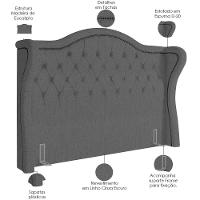 Kit Cabeceira Cama Box Lisboa 140 Cm Com Puff Recamier Santorini Linho Cinza Escuro - Lyam Decor - 6