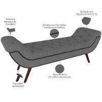 Kit Cabeceira Cama Box Lisboa 140 Cm Com Puff Recamier Santorini Linho Cinza Escuro - Lyam Decor - 7