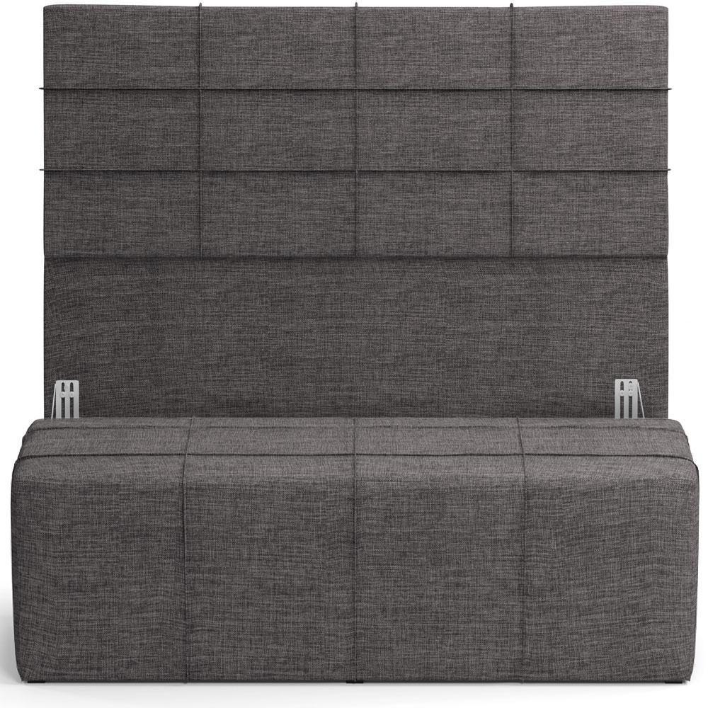 Kit Cabeceira Cama Box Queen 160cm Com Calçadeira Roma W01 Linho Cinza Escuro - Lyam - 1