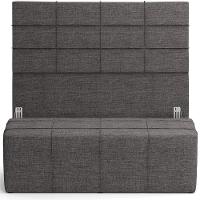 Kit Cabeceira Cama Box Queen 160cm Com Calçadeira Roma W01 Linho Cinza Escuro - Lyam - 1