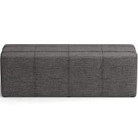 Kit Cabeceira Cama Box Queen 160cm Com Calçadeira Roma W01 Linho Cinza Escuro - Lyam - 10