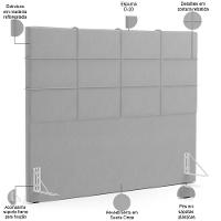 Kit Cabeceira Cama Box Queen 160cm Com Calçadeira Roma W01 Suede Cinza - Lyam - 5