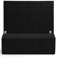 Kit Cabeceira Cama Box Queen 160cm Com Calçadeira Roma W01 Couríssimo Preto - Lyam - 1