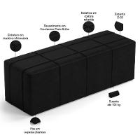 Kit Cabeceira Cama Box Queen 160cm Com Calçadeira Roma W01 Couríssimo Preto - Lyam - 6