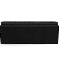 Kit Cabeceira Cama Box Queen 160cm Com Calçadeira Roma W01 Couríssimo Preto - Lyam - 10