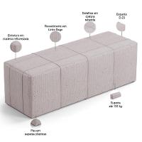 Kit Cabeceira Cama Box King 195cm Com Calçadeira Roma W01 Linho Bege - Lyam - 6