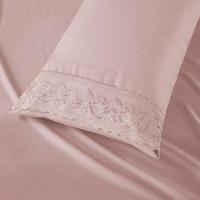 Jogo De Lençol Dunna Casal 4 Peças Percal 300 Fios Bordado Inglês Macio - Malva - 100% Poliéster - 3