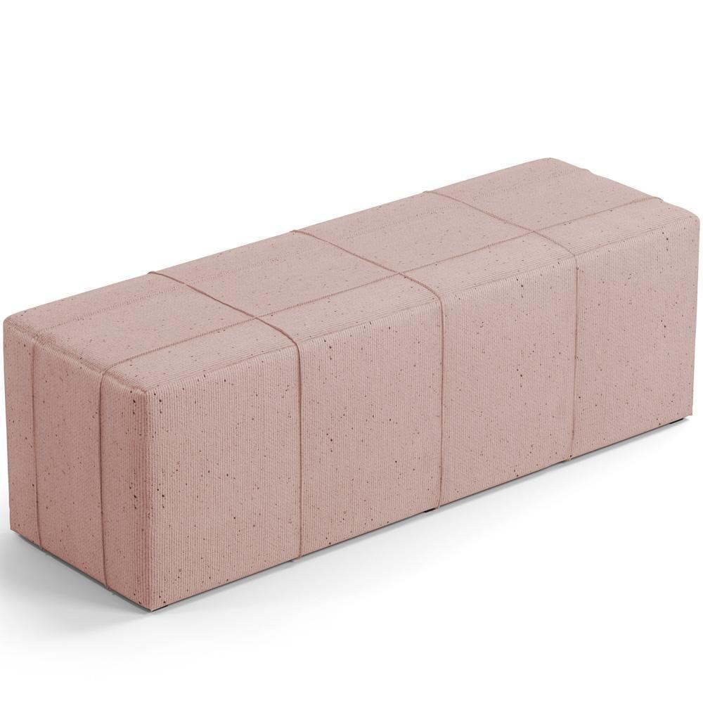 Kit Cabeceira Cama Box Queen 160cm Com Calçadeira Roma W01 Linho Rosê - Lyam - 4