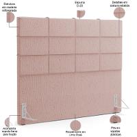 Kit Cabeceira Cama Box Queen 160cm Com Calçadeira Roma W01 Linho Rosê - Lyam - 7