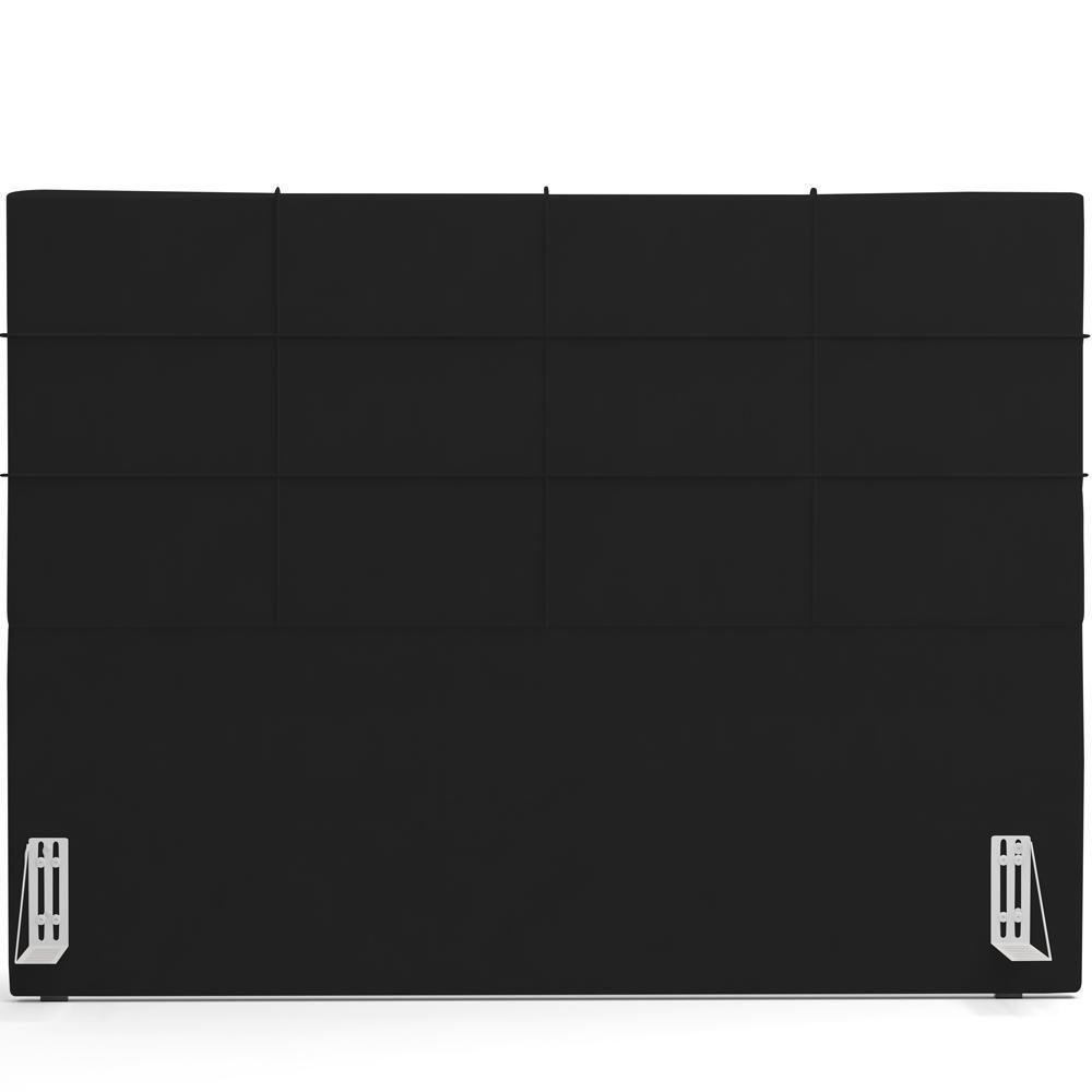 Kit Cabeceira Cama Box King 195cm Com Calçadeira Roma W01 Suede Preto - Lyam - 9