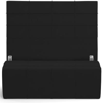 Kit Cabeceira Cama Box King 195cm Com Calçadeira Roma W01 Suede Preto - Lyam