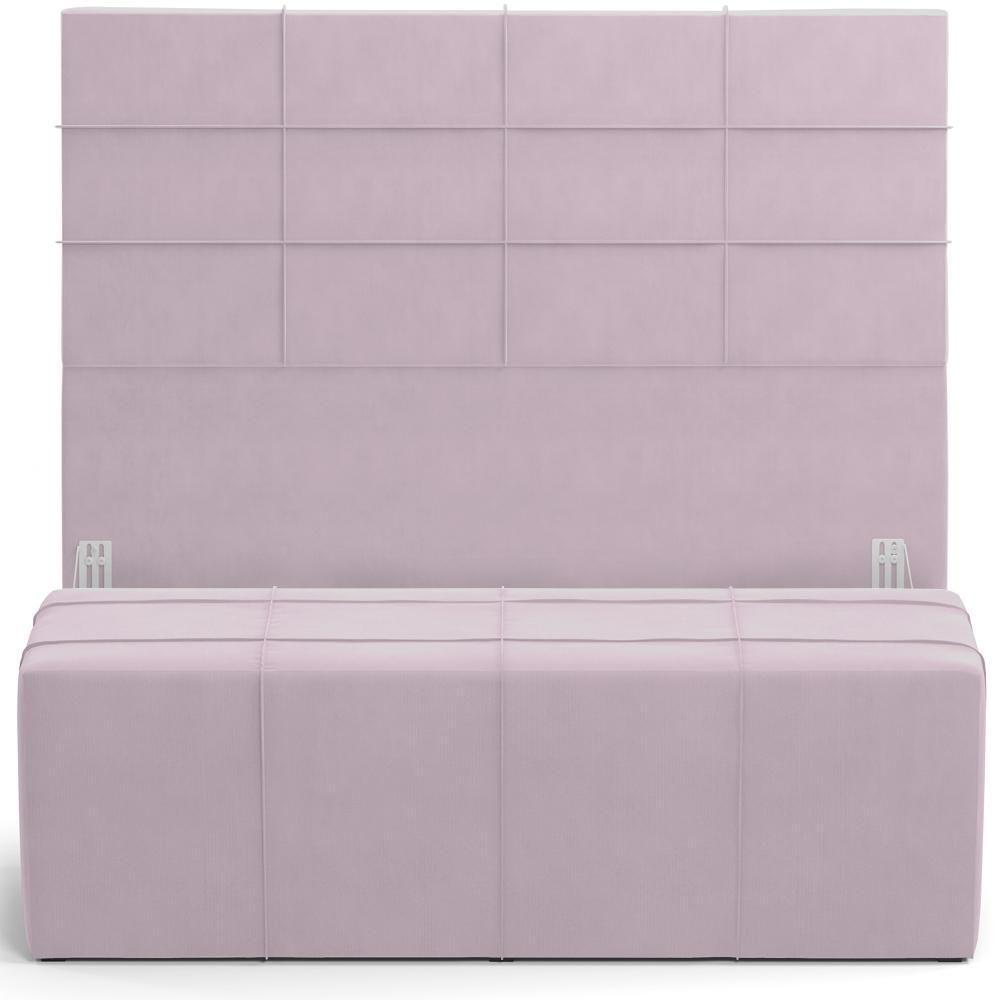 Kit Cabeceira Cama Box King 195cm Com Calçadeira Roma W01 Suede Rosê - Lyam - 1