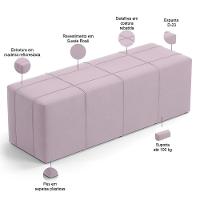 Kit Cabeceira Cama Box King 195cm Com Calçadeira Roma W01 Suede Rosê - Lyam - 6