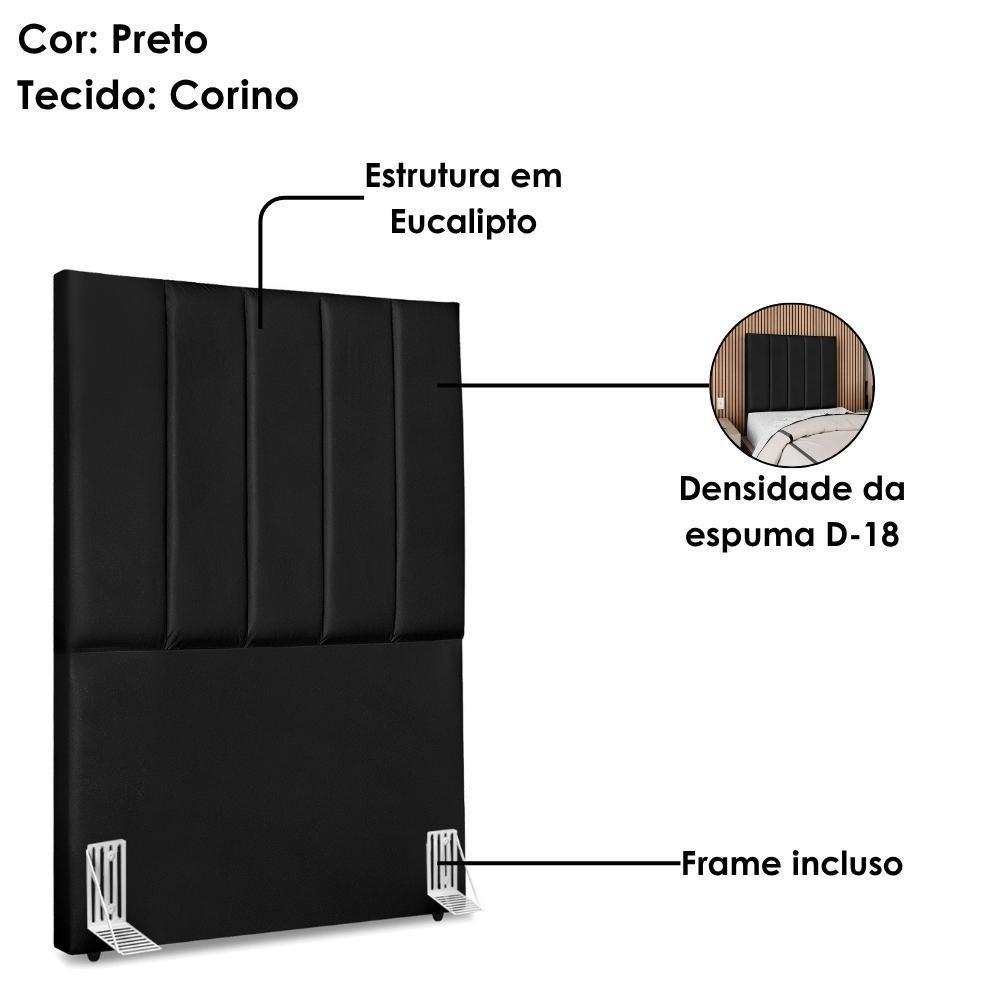 Cabeceira Solteiro 90 Cm Com Frame Dalia Corino Preto Artte Preto - 4