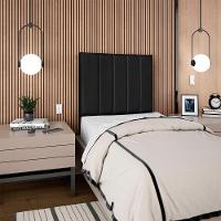 Cabeceira Solteiro 90 Cm Com Frame Dalia Corino Preto Artte Preto - 8