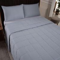 Kit Cobre Leito Colcha Lunar Casal 3 Peças 400 Fios Matelado Dupla Face - Cinza - 100% Poliéster - 7