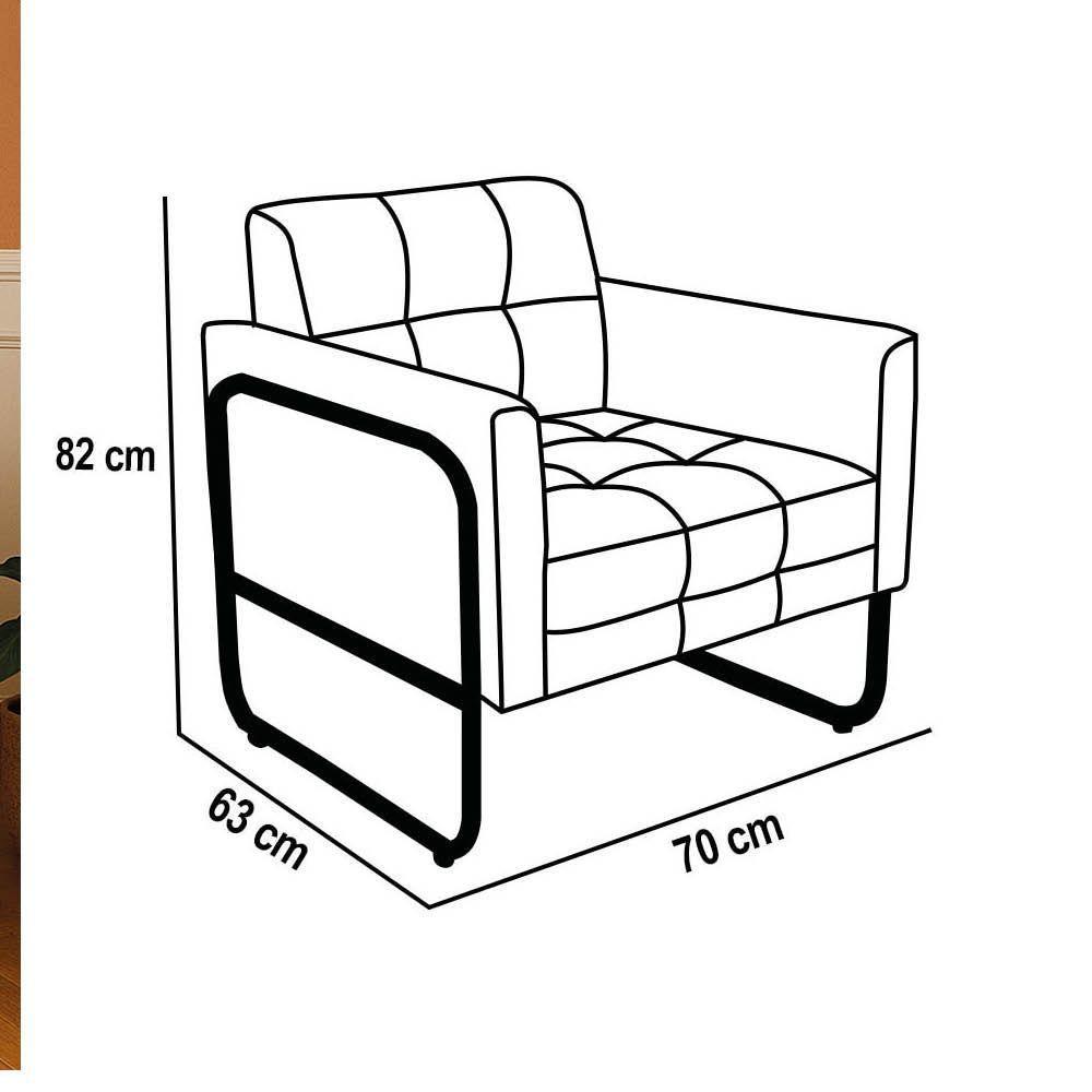 Poltrona Sala Industrial Alta Tubo Dourado Elisa Suede Verde D03 - D'rossi - 4