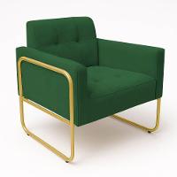 Poltrona Sala Industrial Alta Tubo Dourado Elisa Suede Verde D03 - D'rossi - 5