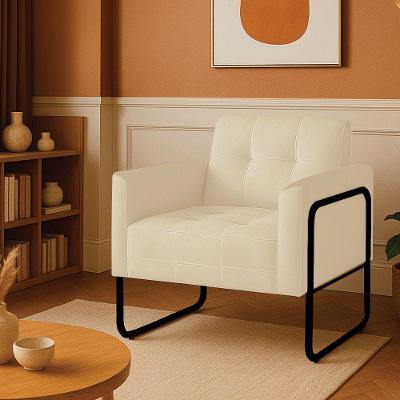 Poltrona Sala Industrial Alta Tubo Preto Elisa Suede D03 - D'rossi Cor Bege