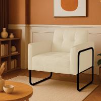 Poltrona Sala Industrial Alta Tubo Preto Elisa Suede D03 - D'rossi Cor Bege - 1