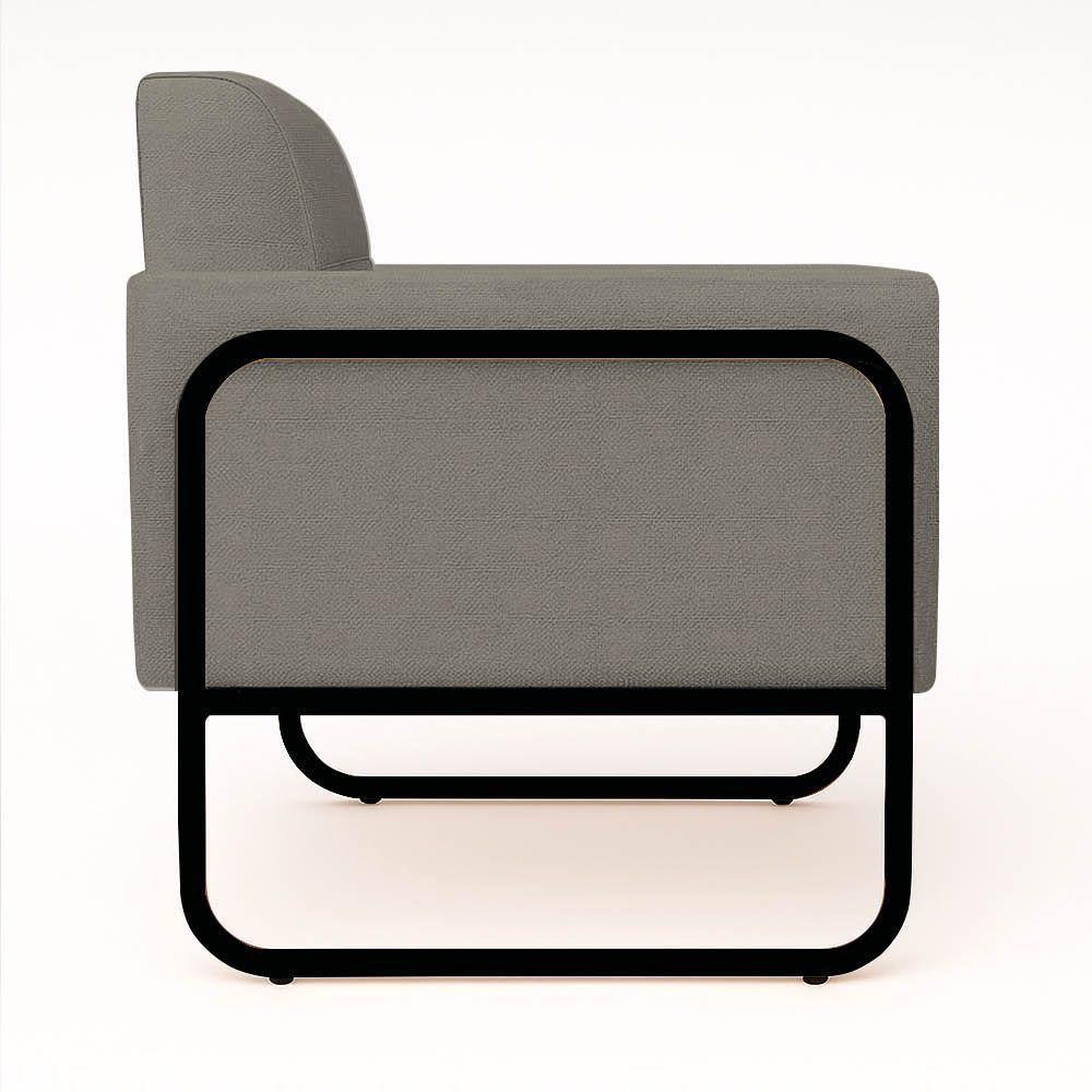 Poltrona Sala Industrial Alta Tubo Preto Elisa Linho D03 - D'rossi Cor Grafite - 6