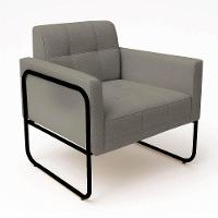 Poltrona Sala Industrial Alta Tubo Preto Elisa Linho D03 - D'rossi Cor Grafite - 5