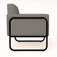 Poltrona Sala Industrial Alta Tubo Preto Elisa Linho D03 - D'rossi Cor Grafite - 6