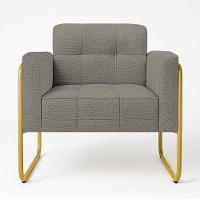 Poltrona Sala Industrial Alta Tubo Dourado Elisa Linho D03 - D'rossi Cor Grafite