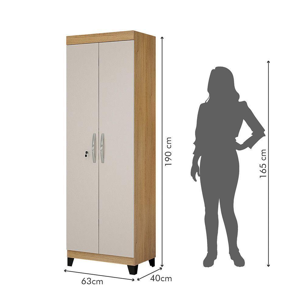 Armário Multiuso 2 Portas Com Chave Asteca Valdemóveis Cinamomo-off White - 4