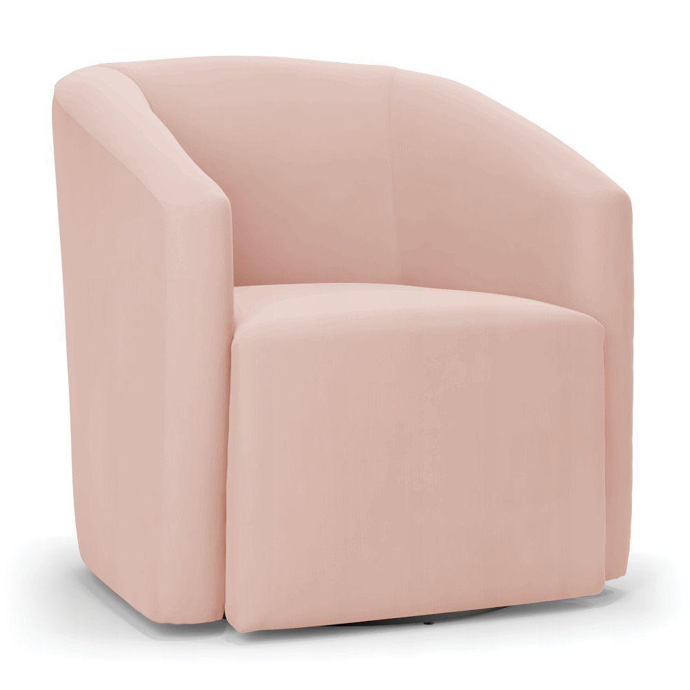 Poltrona Decorativa Base Giratória Stella Max Veludo Rosê D03 - D'rossi - 2
