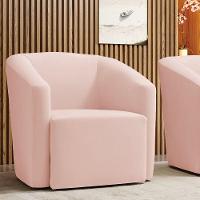 Poltrona Decorativa Base Giratória Stella Max Veludo Rosê D03 - D'rossi - 1