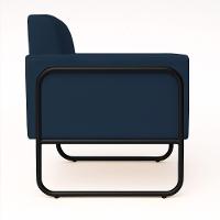 Poltrona Sala Industrial Alta Tubo Preto Kit 2 Elisa Suede D03 - D'rossi Cor Azul Marinho - 7