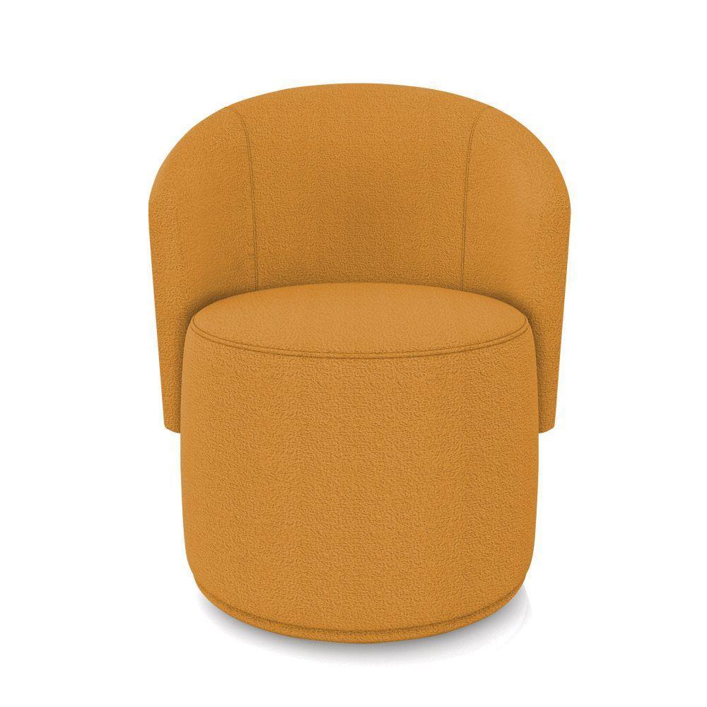 Poltrona Decorativa Orgânica Fixa Para Sala Kit 2 Malu Bouclê Mostarda M11 - D'rossi - 5