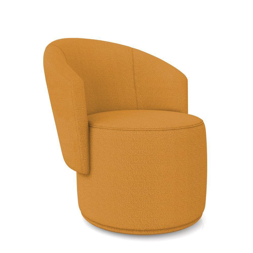 Poltrona Decorativa Orgânica Fixa Para Sala Kit 2 Malu Bouclê Mostarda M11 - D'rossi - 6