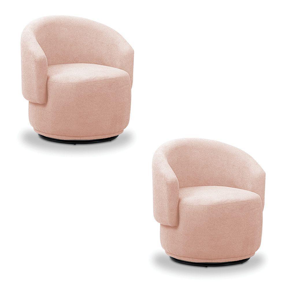 Poltrona Decorativa Orgânica Kit 2 Névoa Bouclê E03 - D'rossi Rose - 2