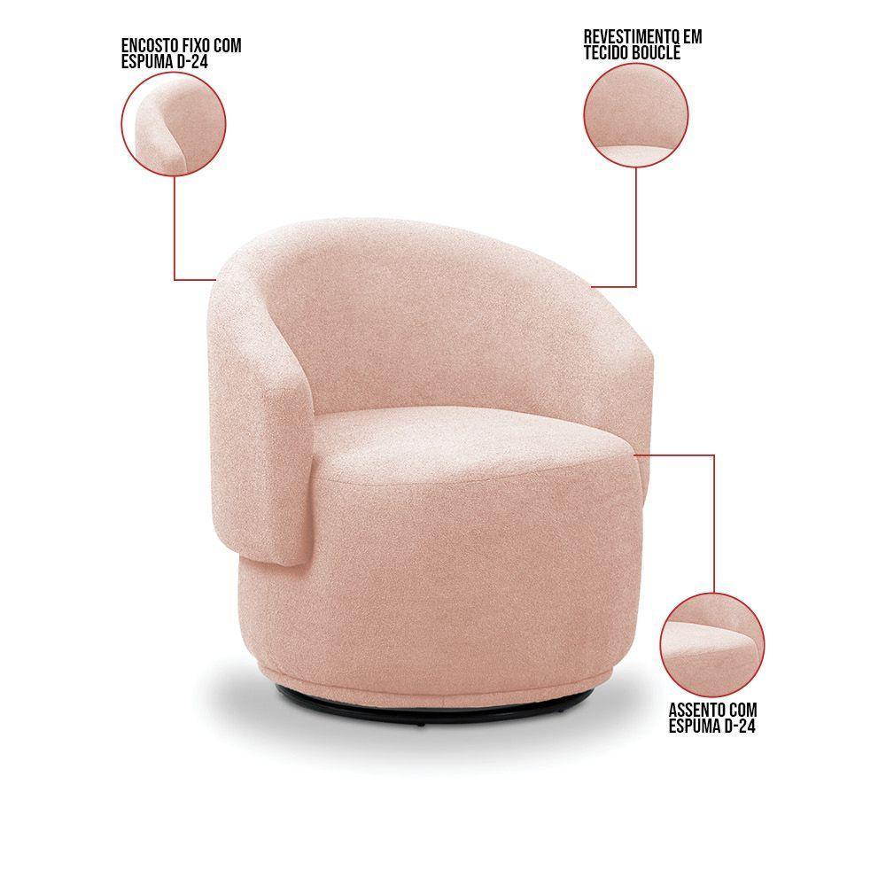 Poltrona Decorativa Orgânica Kit 2 Névoa Bouclê E03 - D'rossi Rose - 3