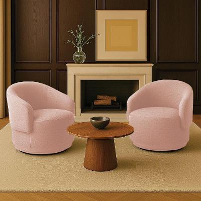 Poltrona Decorativa Orgânica Kit 2 Névoa Bouclê E03 Tecido Bouclê Rosa D'Rossi