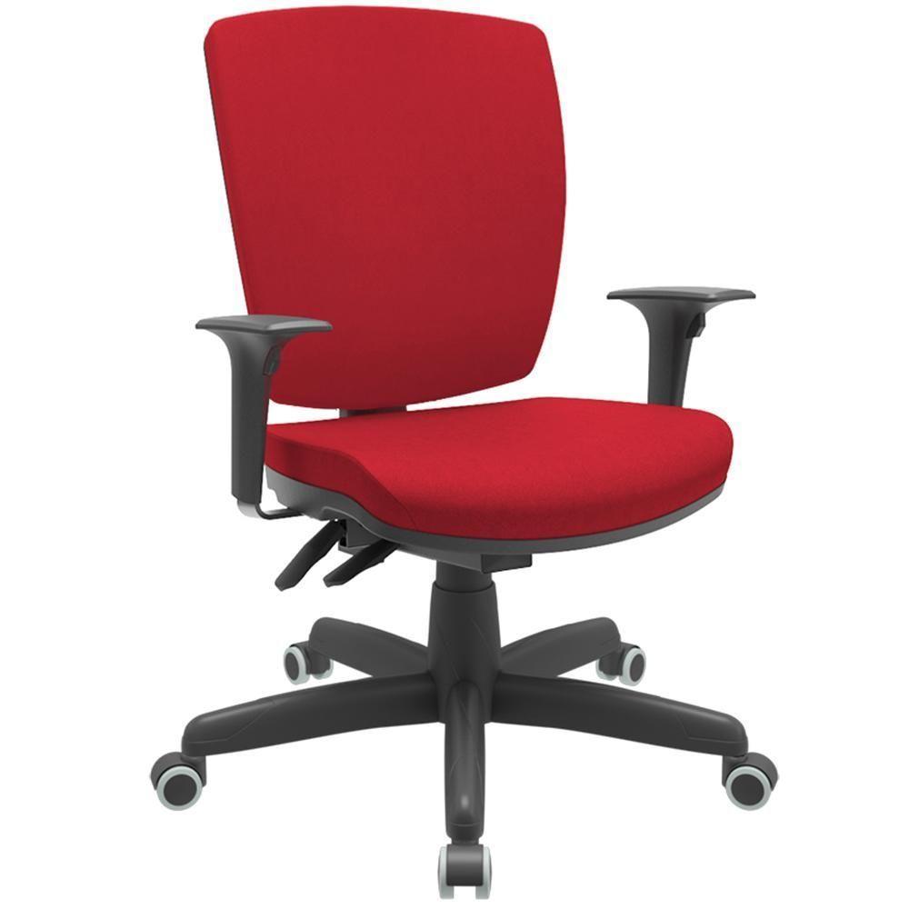 Cadeira De Escritório Diretor Office Base Giratória Preto Alta Flexi P03 Poliéster Vermelho - Lyam - 1