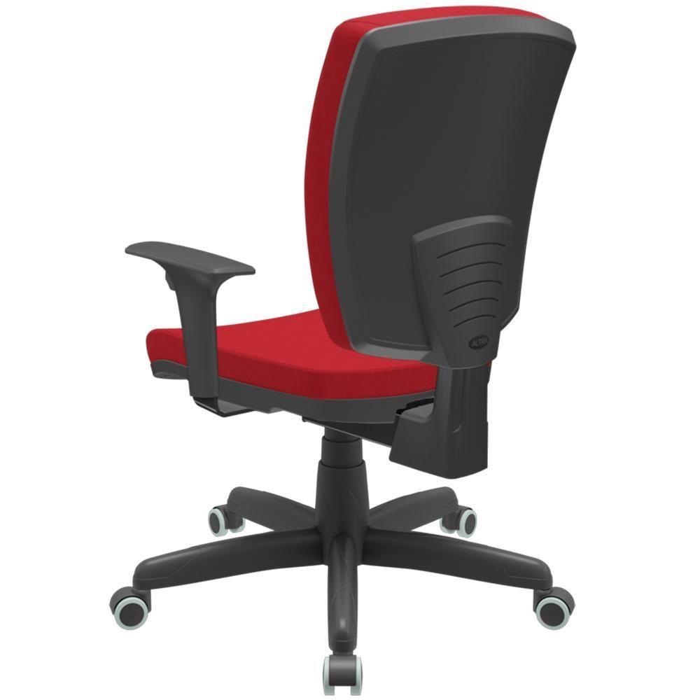 Cadeira De Escritório Diretor Office Base Giratória Preto Alta Flexi P03 Poliéster Vermelho - Lyam - 7