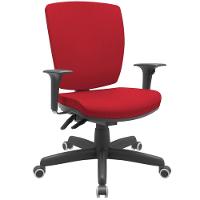 Cadeira De Escritório Diretor Office Base Giratória Preto Alta Flexi P03 Poliéster Vermelho - Lyam - 1