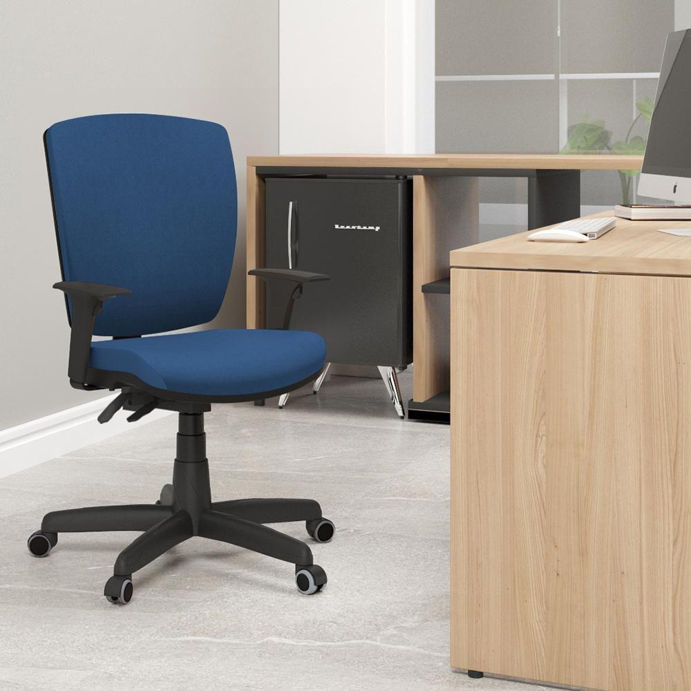 Cadeira De Escritório Diretor Office Base Giratória Preto Alta Flexi P03 Poliéster Azul - Lyam - 2