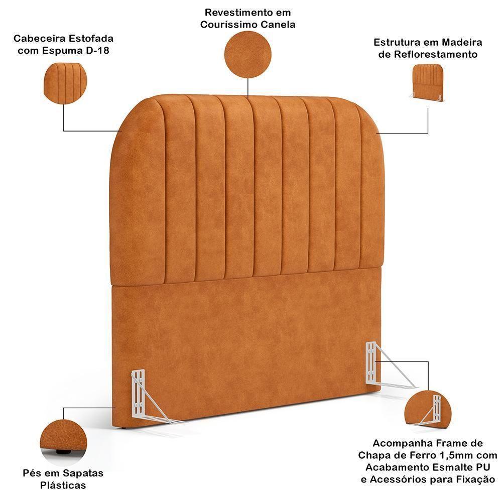 Cabeceira Cama Box King Estofada Orgânica 195cm Alice W01 Couríssimo Canela - Lyam Decor - 4