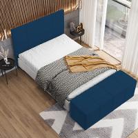 Cabeceira Cama Box Casal King 195 Cm Roma W01 Suede Azul Marinho - Lyam - 2