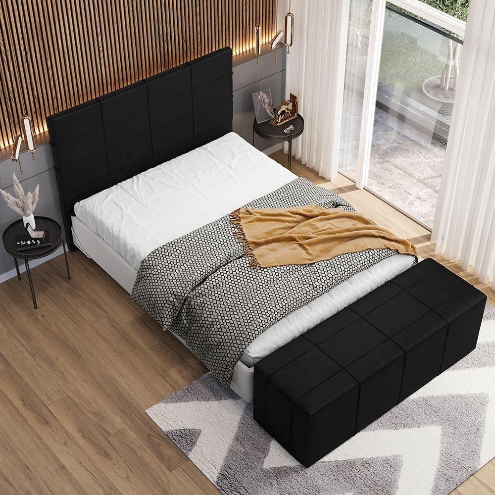 Cabeceira Cama Box Casal King 195 Cm Roma W01 Couríssimo Preto - Lyam - 3