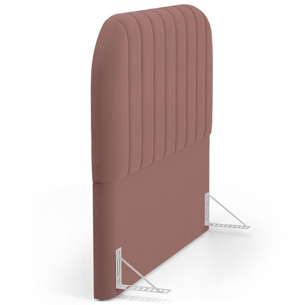 Cabeceira Cama Box Casal Estofada Orgânica 140cm Alice W01 Suede Rosê - Lyam Decor - 6