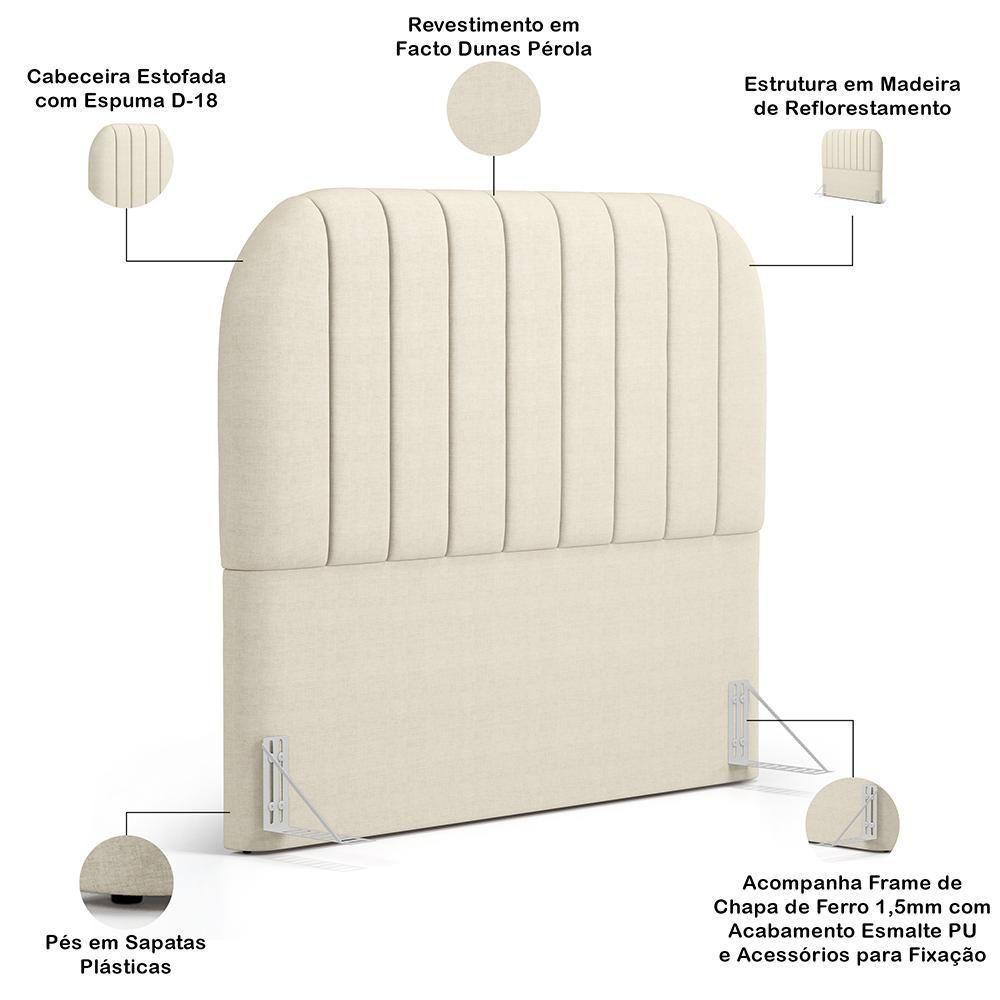 Cabeceira Cama Box Casal Estofada Orgânica 140cm Alice W01 Facto Pérola Metalizado - Lyam Decor - 4