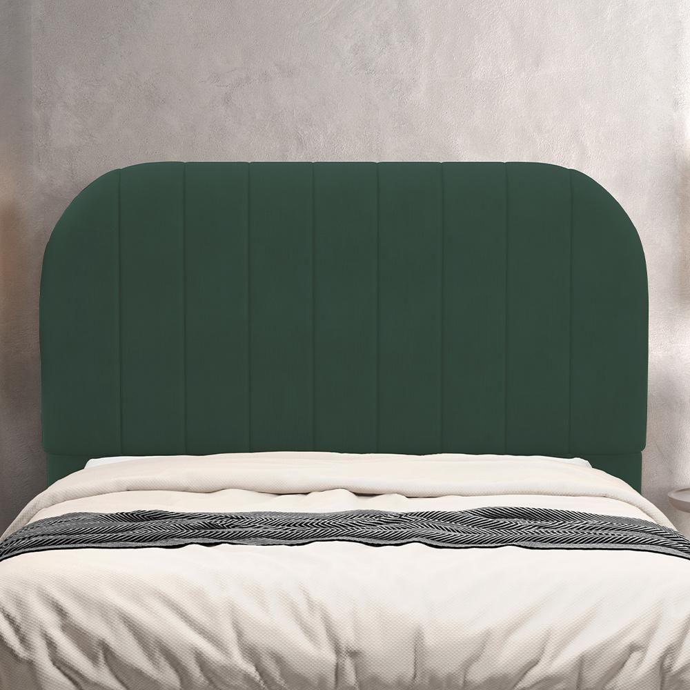 Cabeceira Cama Box Casal Estofada Orgânica 140cm Alice W01 Suede Verde Musgo - Lyam Decor - 2