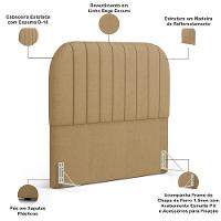 Cabeceira Cama Box Casal Estofada Orgânica 140cm Alice W01 Linho Bege Escuro - Lyam Decor